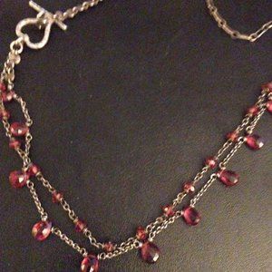 Ruby red valentine necklace silver heart toggle